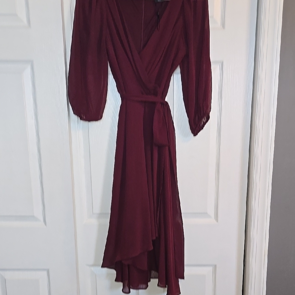 Elegant Burgundy Wrap Dress
